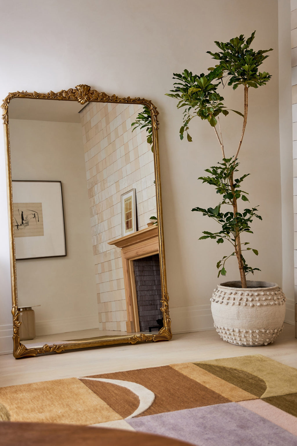 Katla Ornate Gold Floor Mirror, 6 ft, product view 1