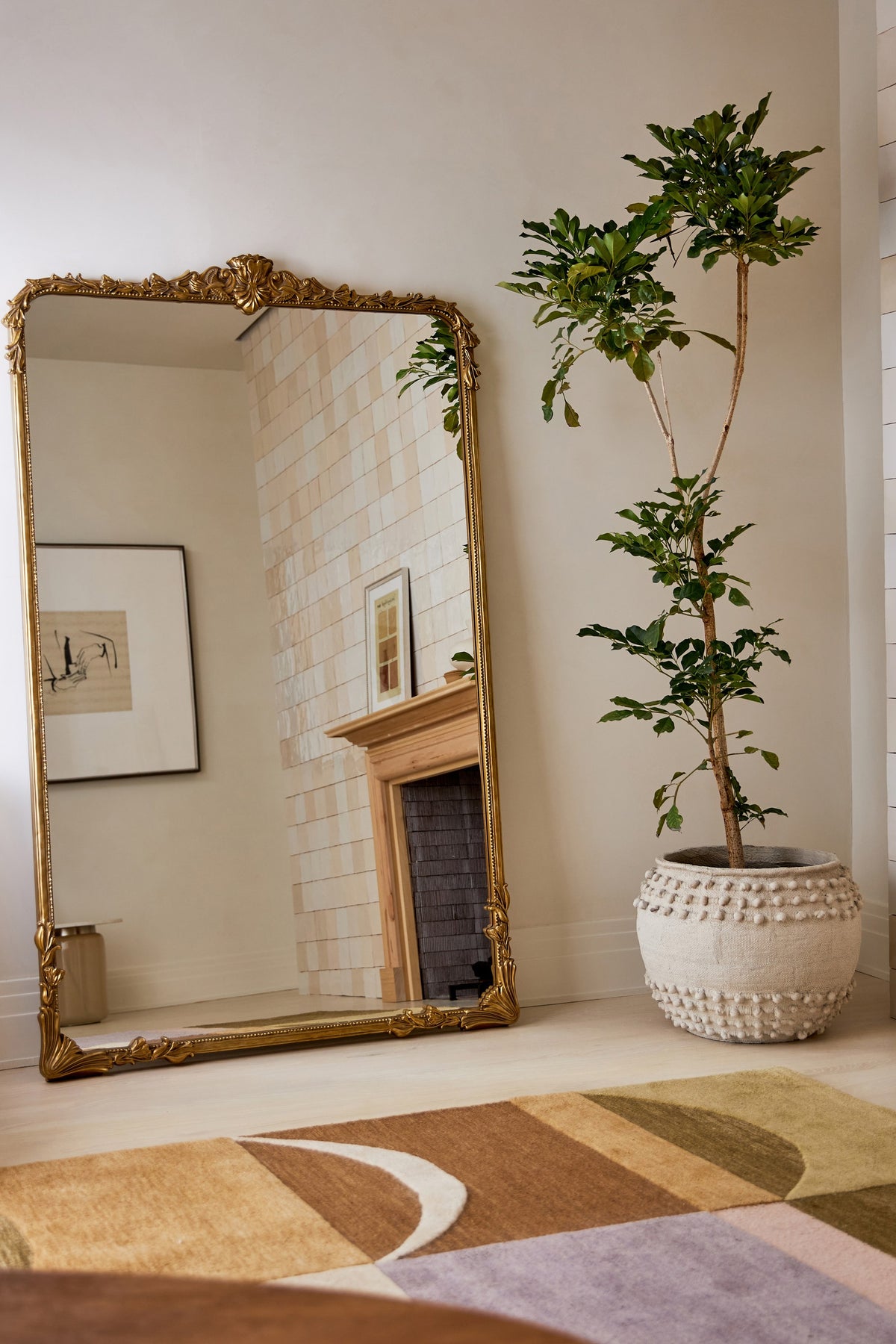 Katla Ornate Gold Floor Mirror, 6 ft, product view 1