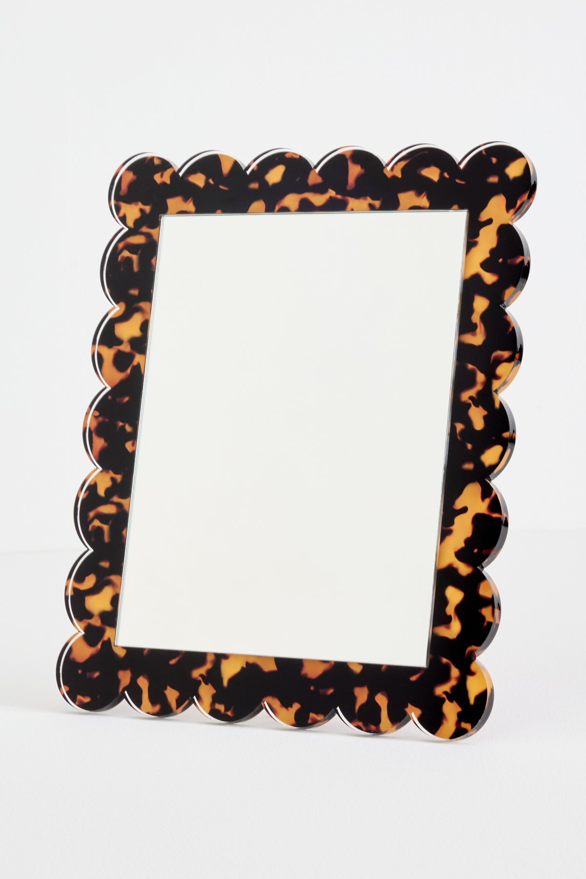 Brosa Scalloped Acrylic Rectangular Wall or Tabletop Mirror in Tortoise, product view 5
