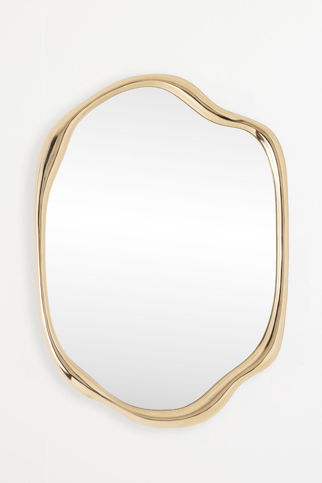 Silfra Wavy Organic Wall Mirror, Brass Finish, product view 2