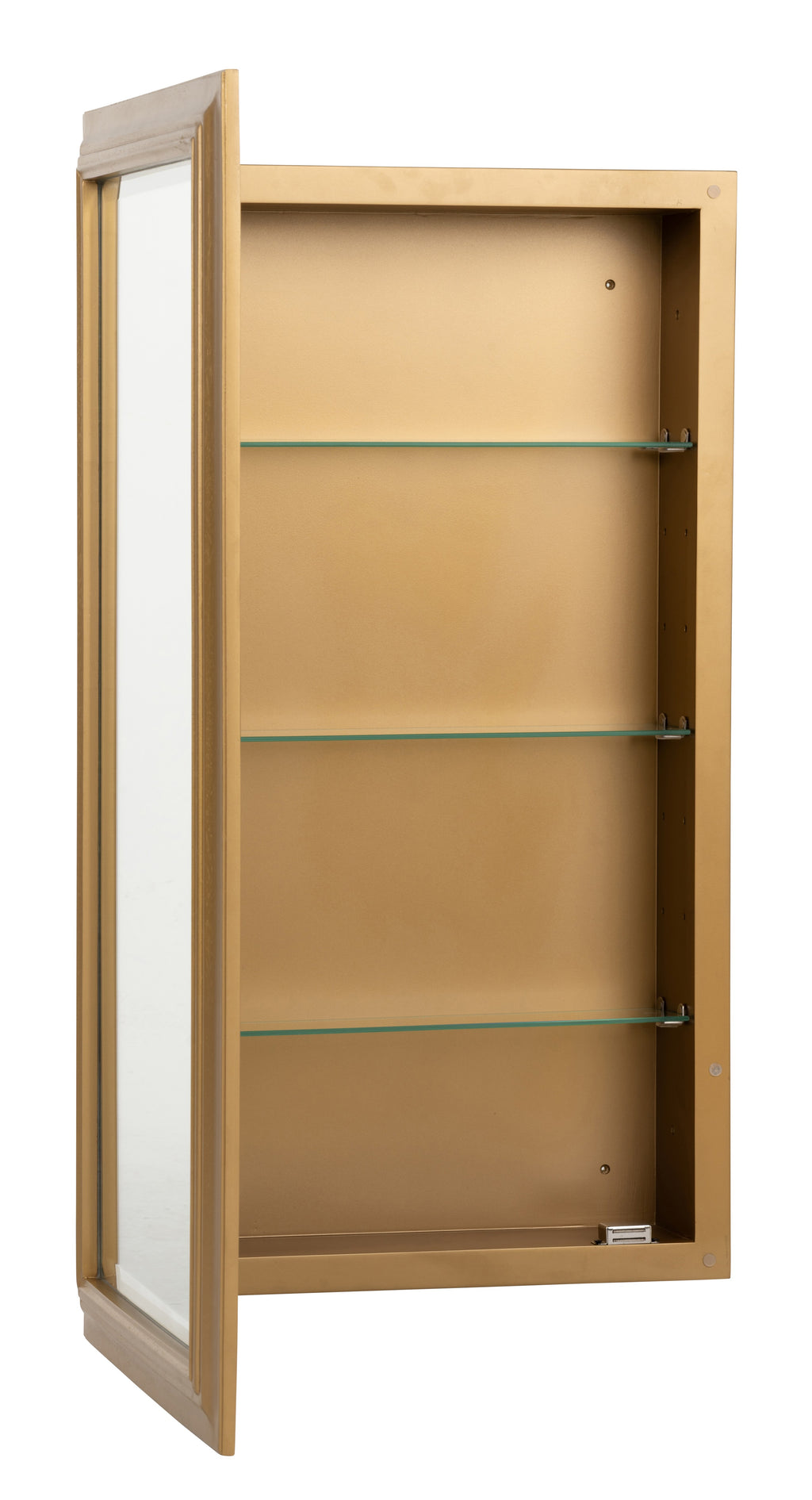 Tyra Molded Frame Medicine Cabinet, Surface or Recessed in Antiqued Brass, product view 6