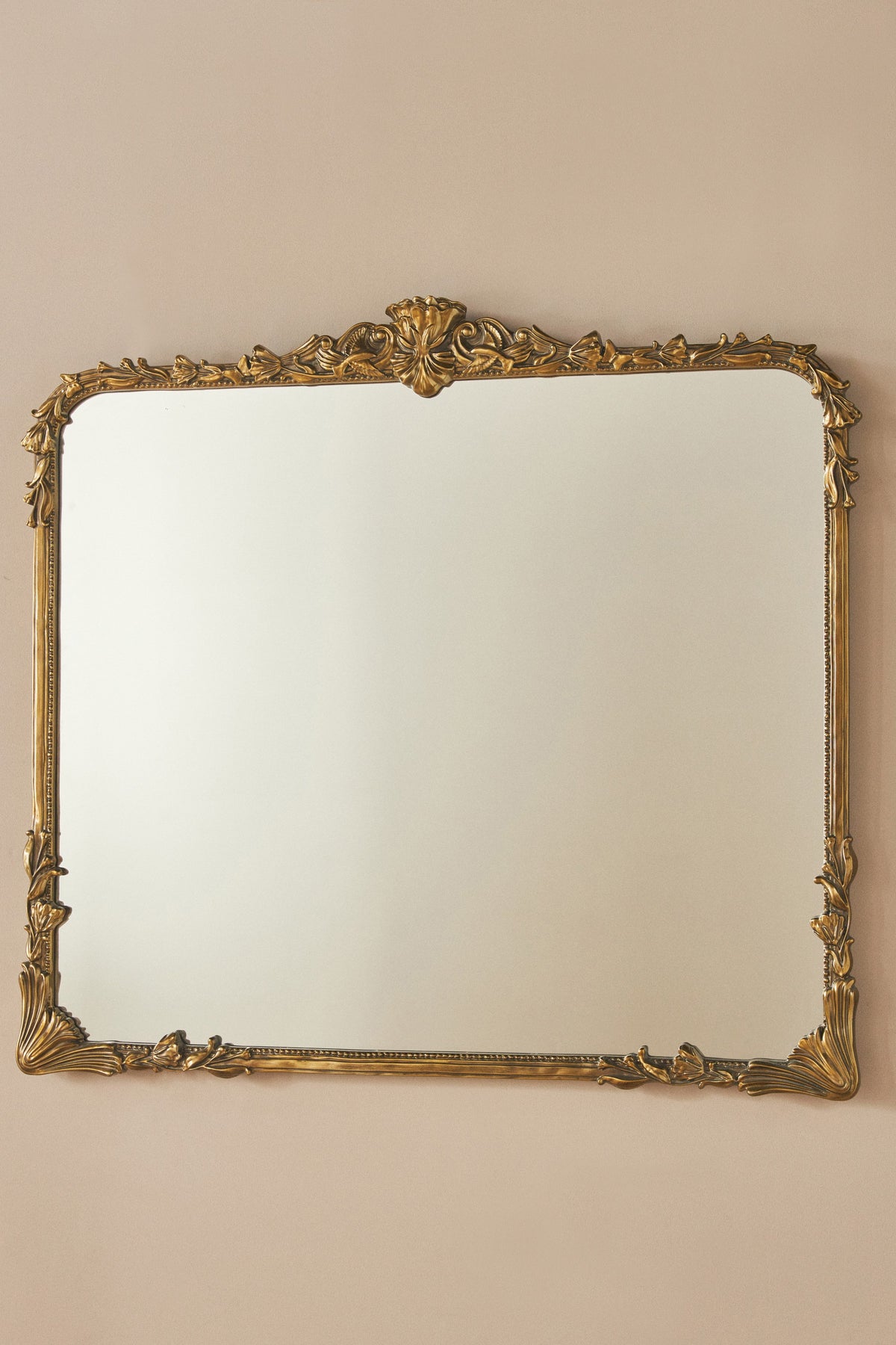 Katla Ornate Gold Rectangular Mantel Mirror, product view 3