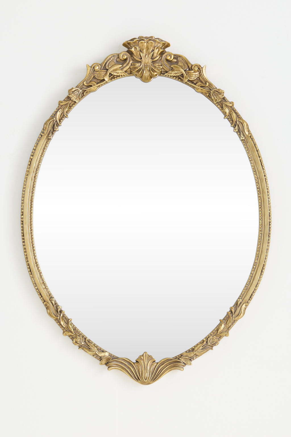 Katla Ornate Gold Oval Wall Mirror, 37 in in Brass, product view 1