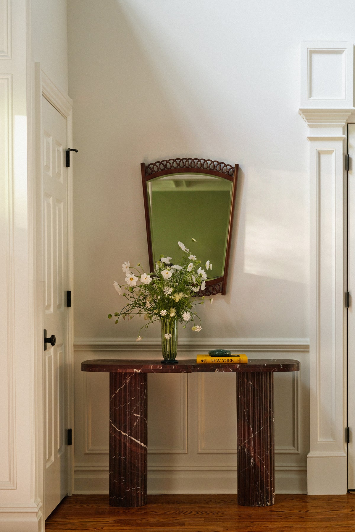 Runa Looped Ash Wood Tapered Wall Mirror in Brown, product view 1