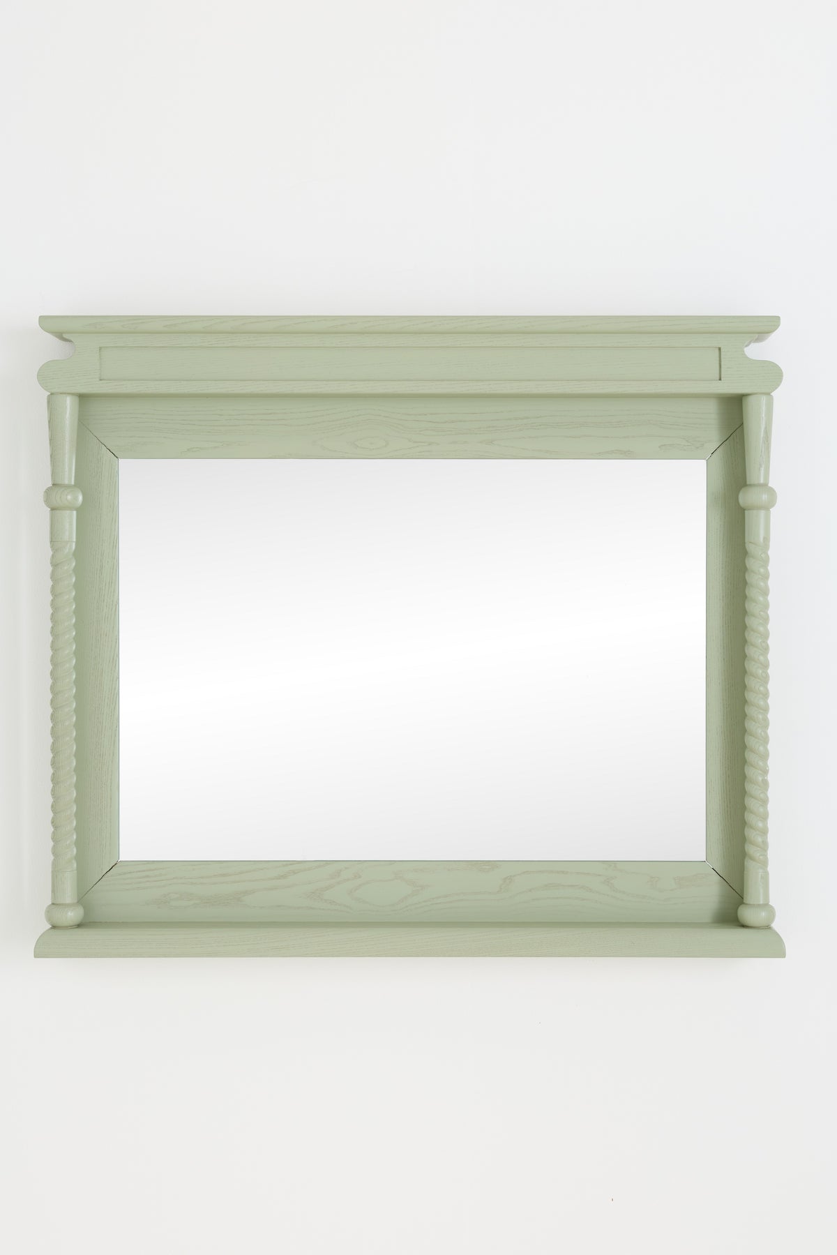 Gunnar Twisted Column Ash Wood Mantel Mirror in Sage, product view 4