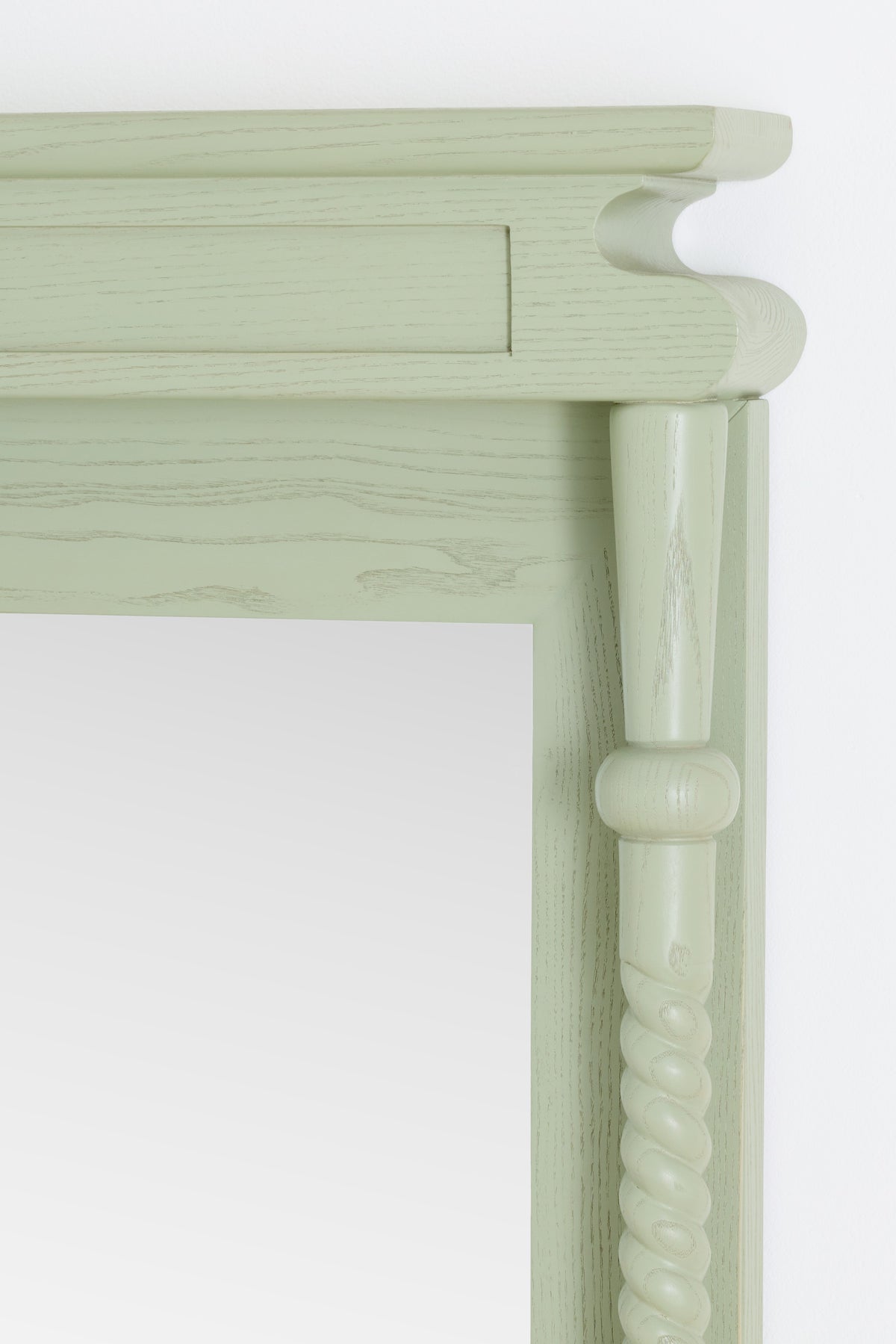 Gunnar Twisted Column Ash Wood Mantel Mirror in Sage, product view 5