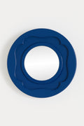 Lita Navy Round Wall Mirror with Scalloped Opening, product view 1