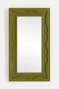 Lita Green Rectangular Wall Mirror with Wavy Inner Trim, product view 1