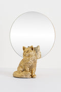 Vinur Gold Cat Figurine Tabletop Vanity Mirror in Ragdoll, product view 1