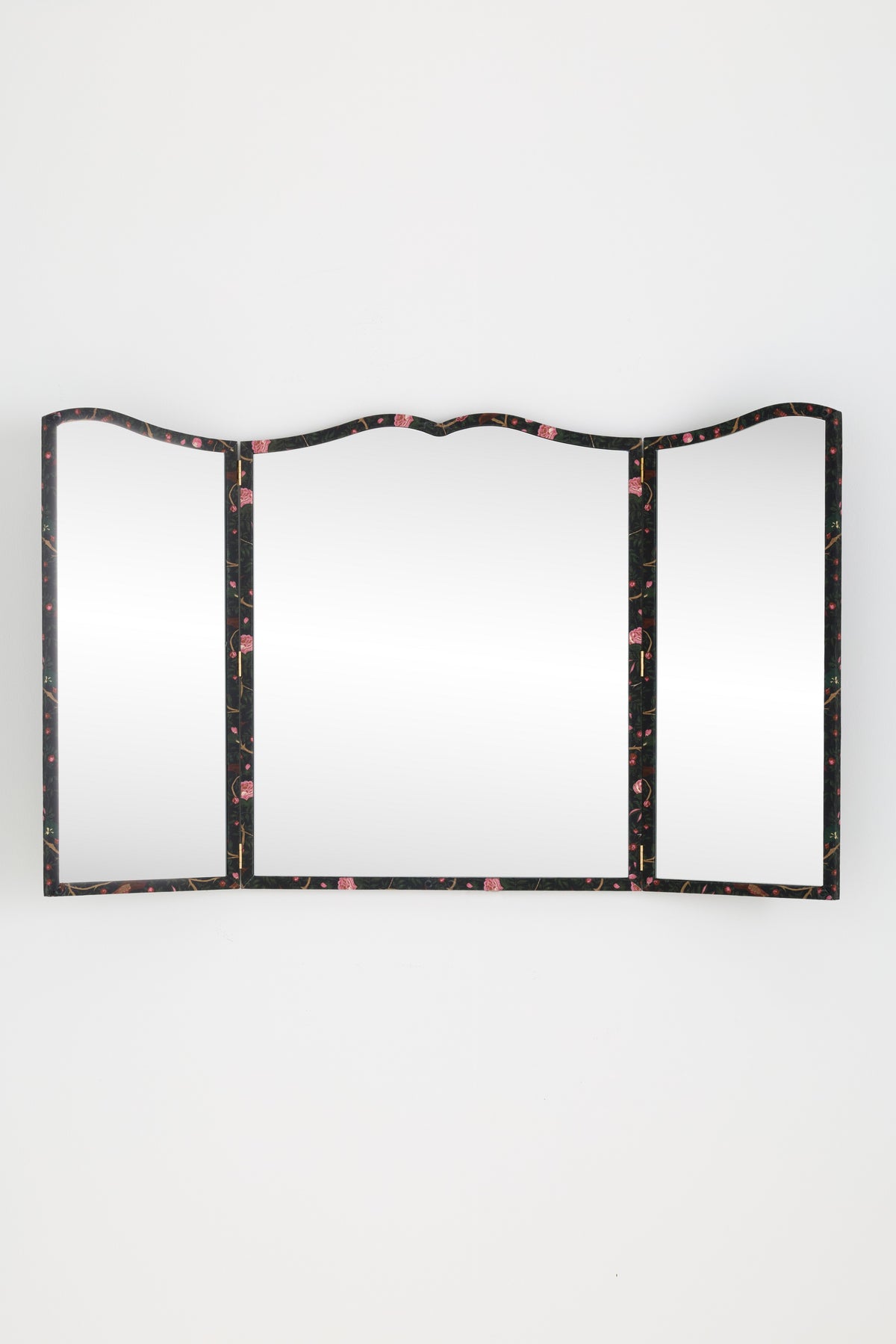 Idunn Printed Fabric Triptych Wall Mirror in Wren, product view 6