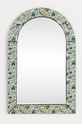 Gardur Arched Wall Mirror with Floral Glass Border in Clear, product view 1