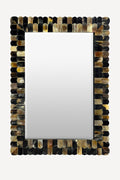 Ulfur Natural Horn Tile Rectangular Wall Mirror in Brown, product view 1