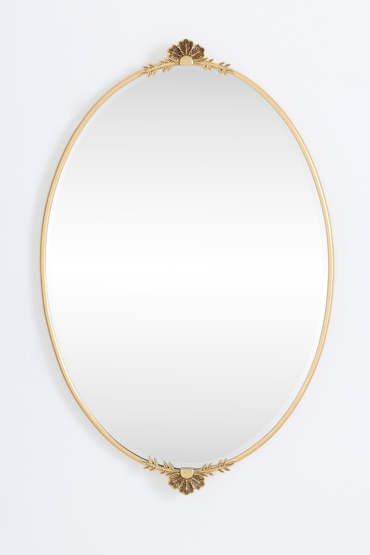 Hafdis Gold Oval Bathroom Mirror with Shell Crest in Brass, product view 2