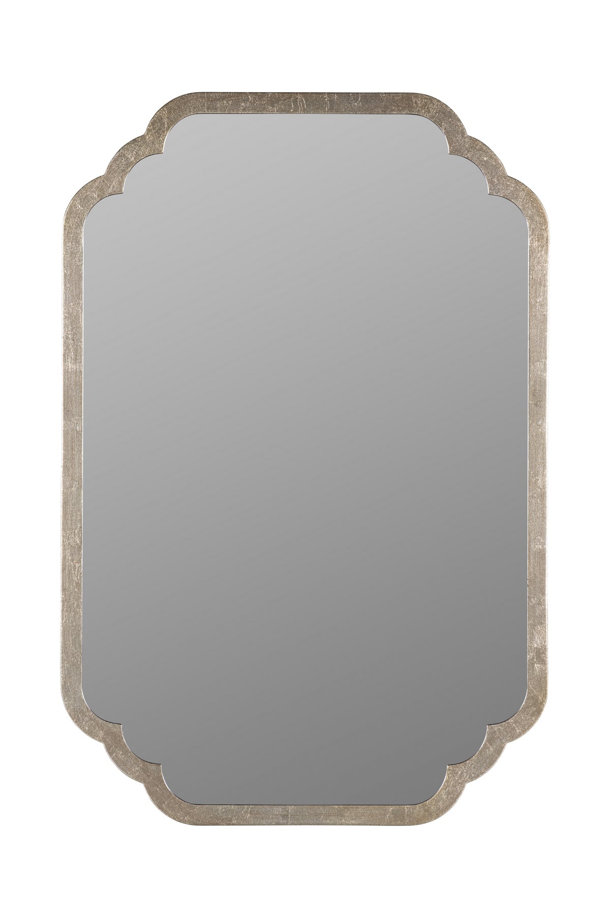 Olof Scalloped-Corner Rectangular Wall Mirror in 007 Silver, product view 1