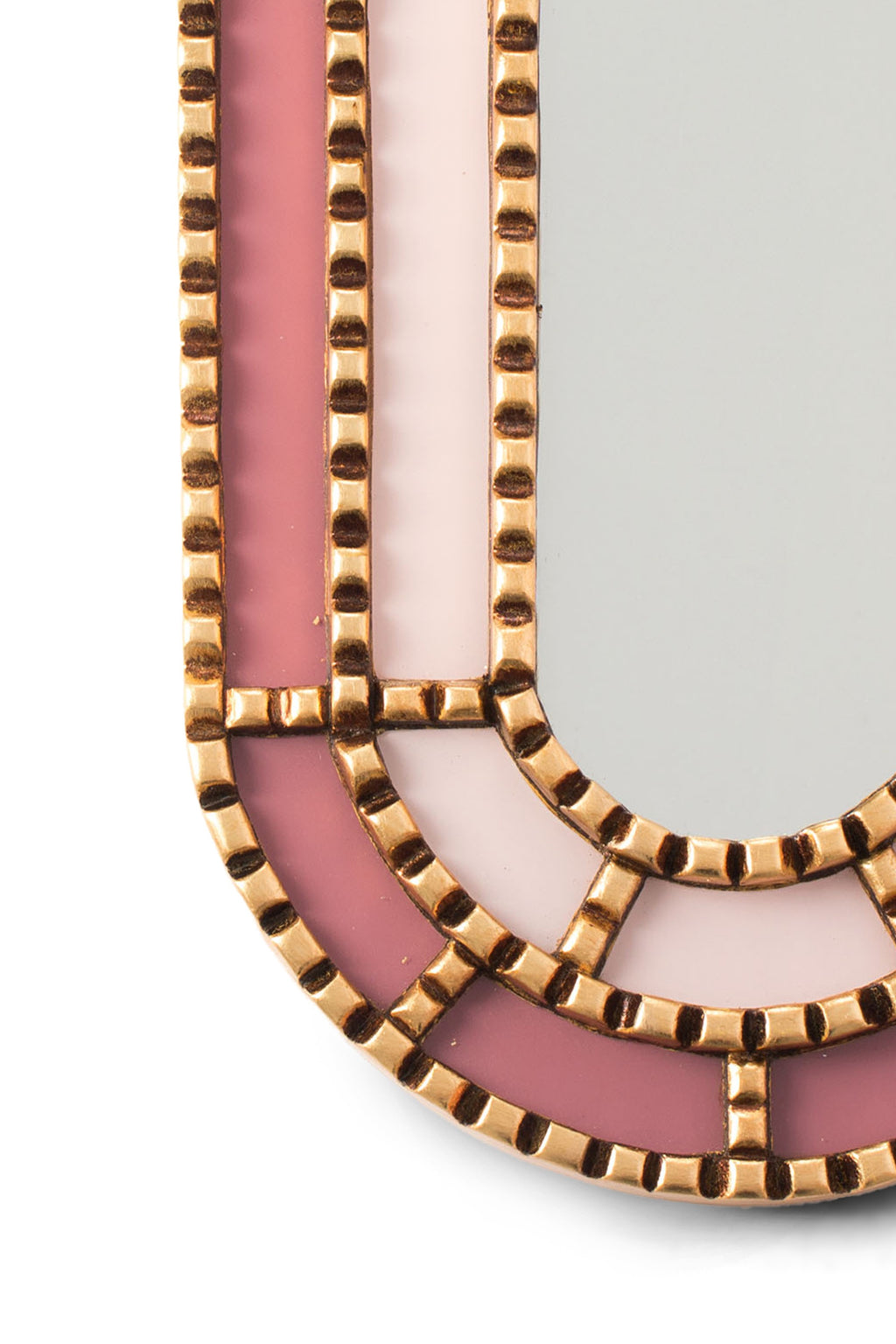 Gloa Pink and Gold Geometric Oval Wall Mirror, product view 3