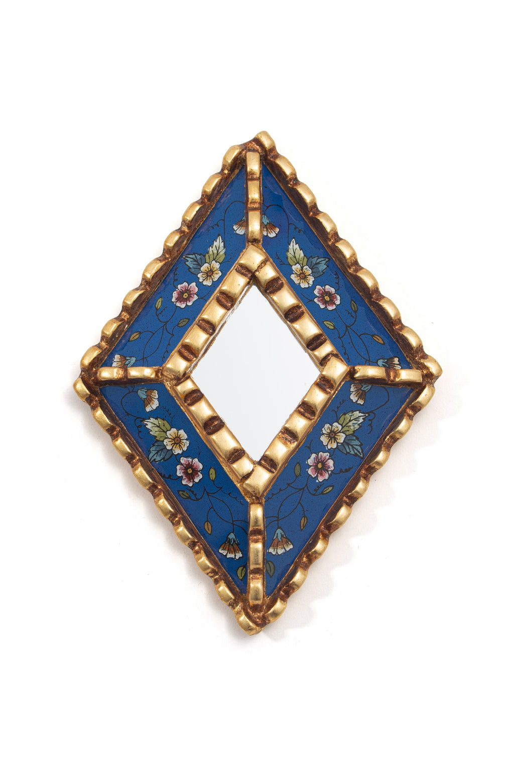 Gloa Blue Diamond Petite Wall Mirror, Hand-Painted Florals, product view 1