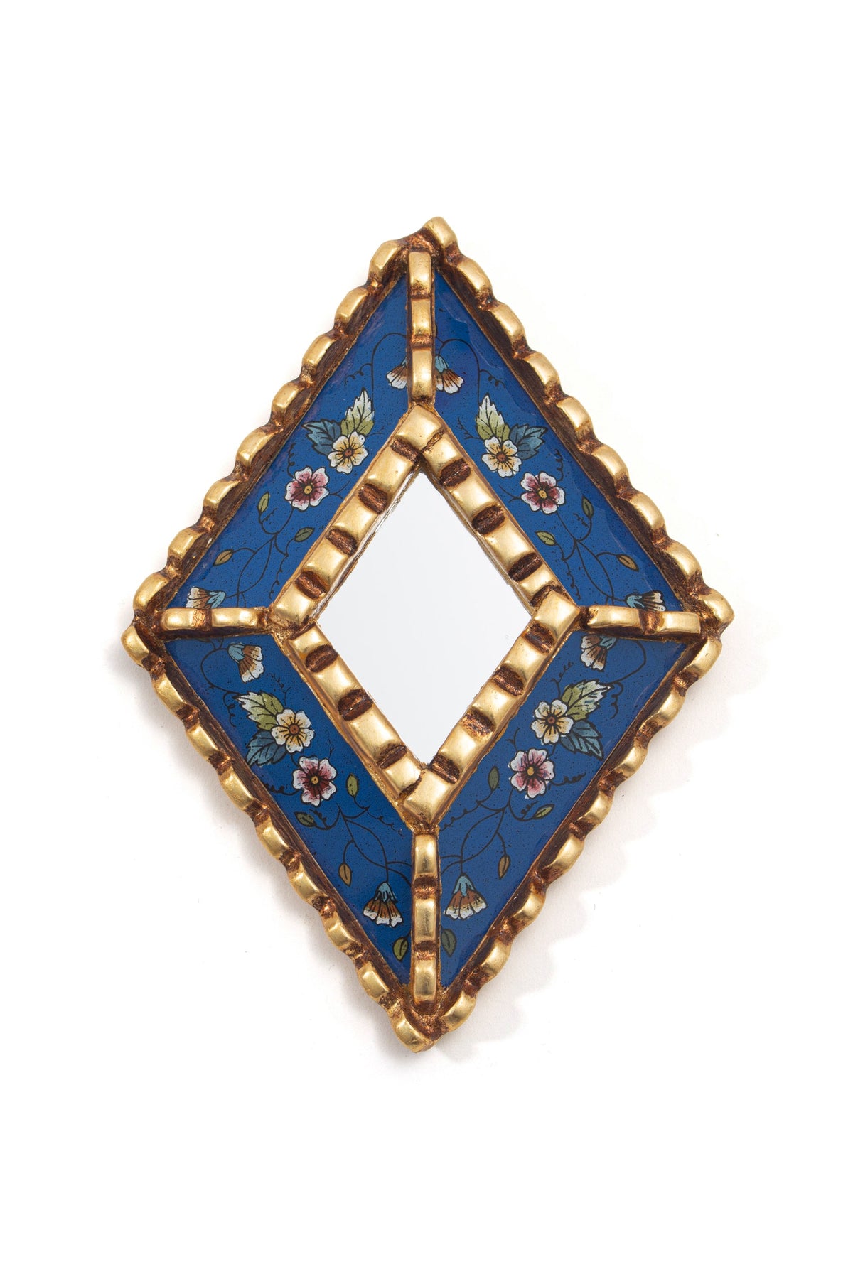 Gloa Blue Diamond Petite Wall Mirror, Hand-Painted Florals, product view 1