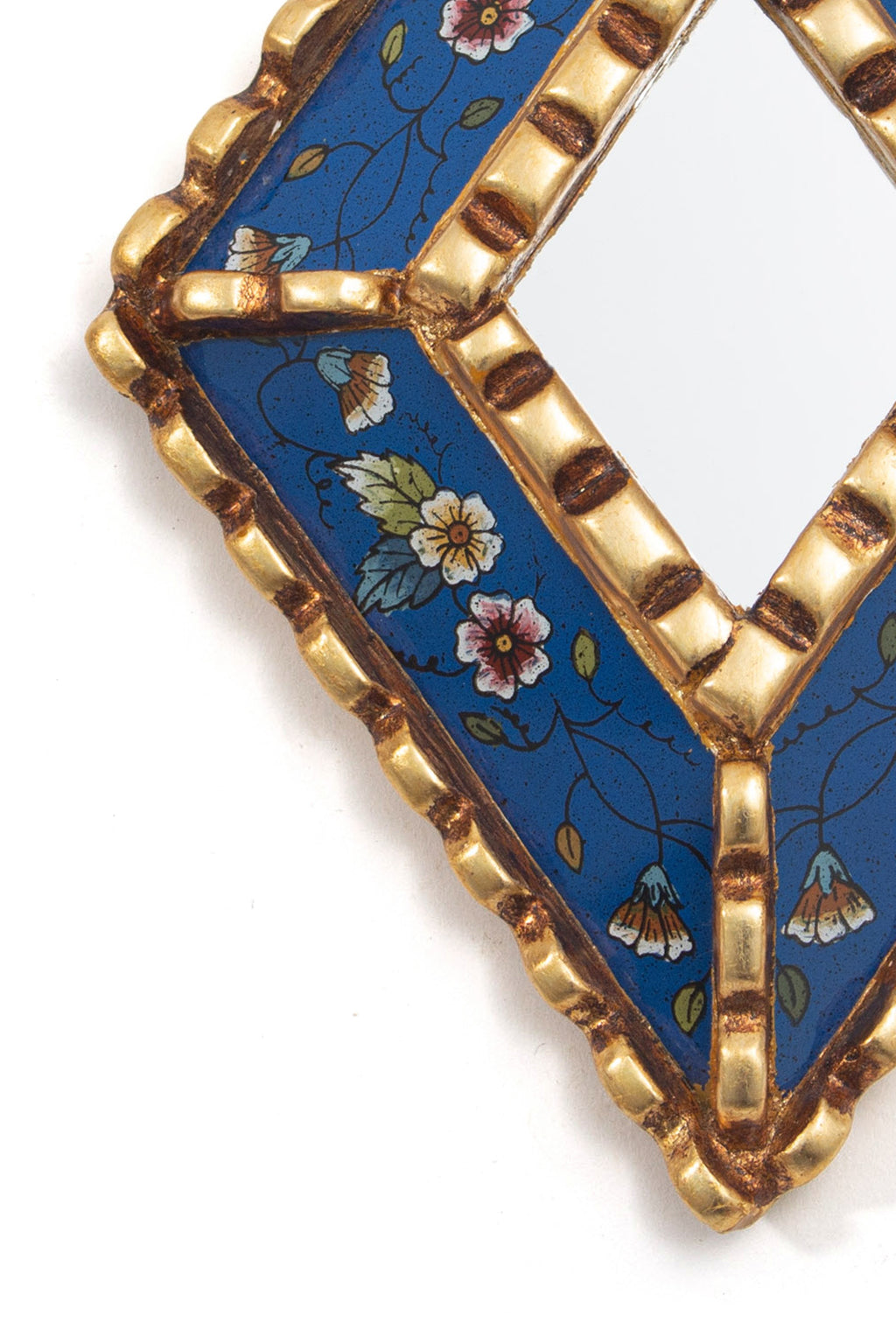 Gloa Blue Diamond Petite Wall Mirror, Hand-Painted Florals, product view 2
