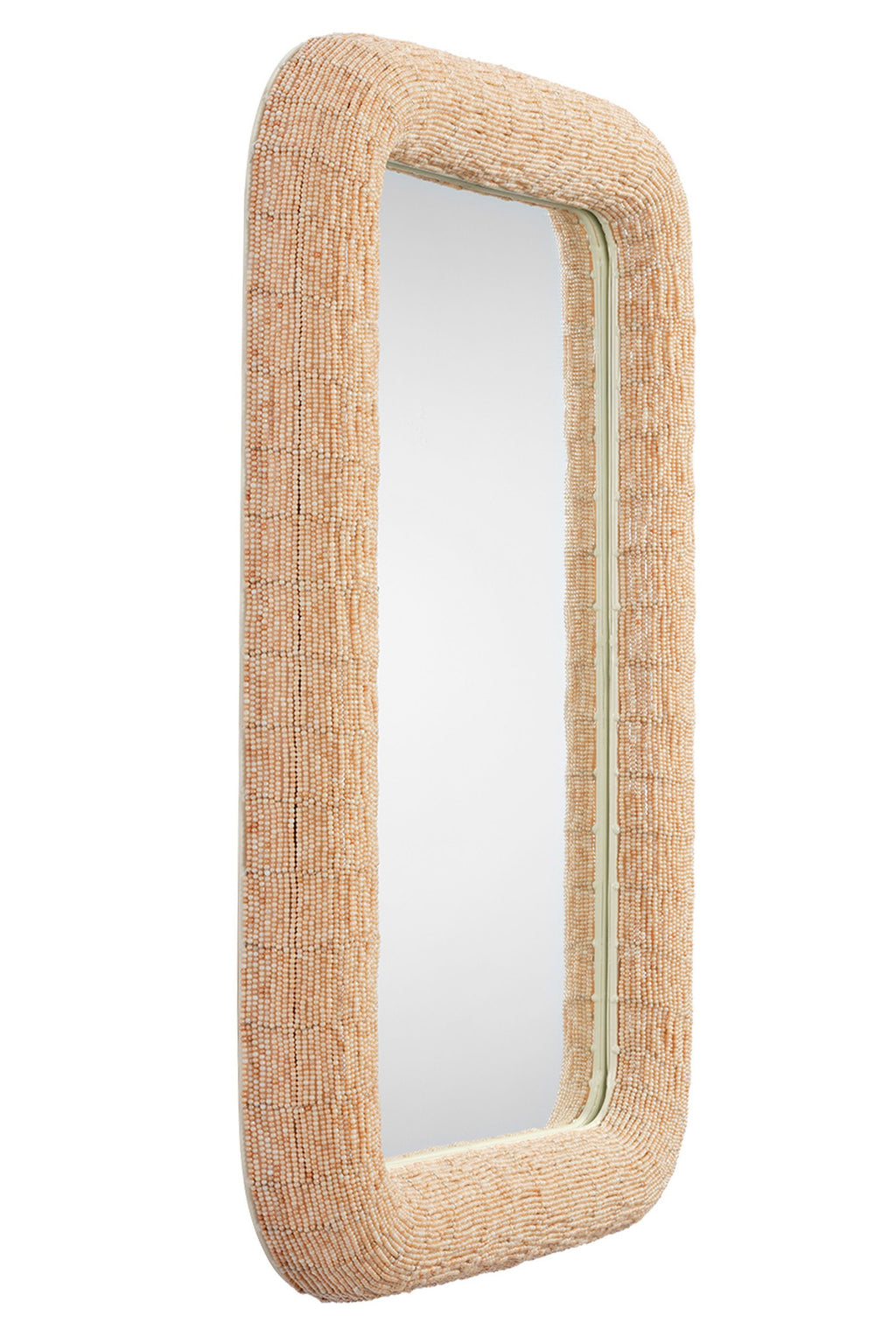 Freyja Hand-Strung Glass Bead Wall Mirror in 012 Cream, product view 6
