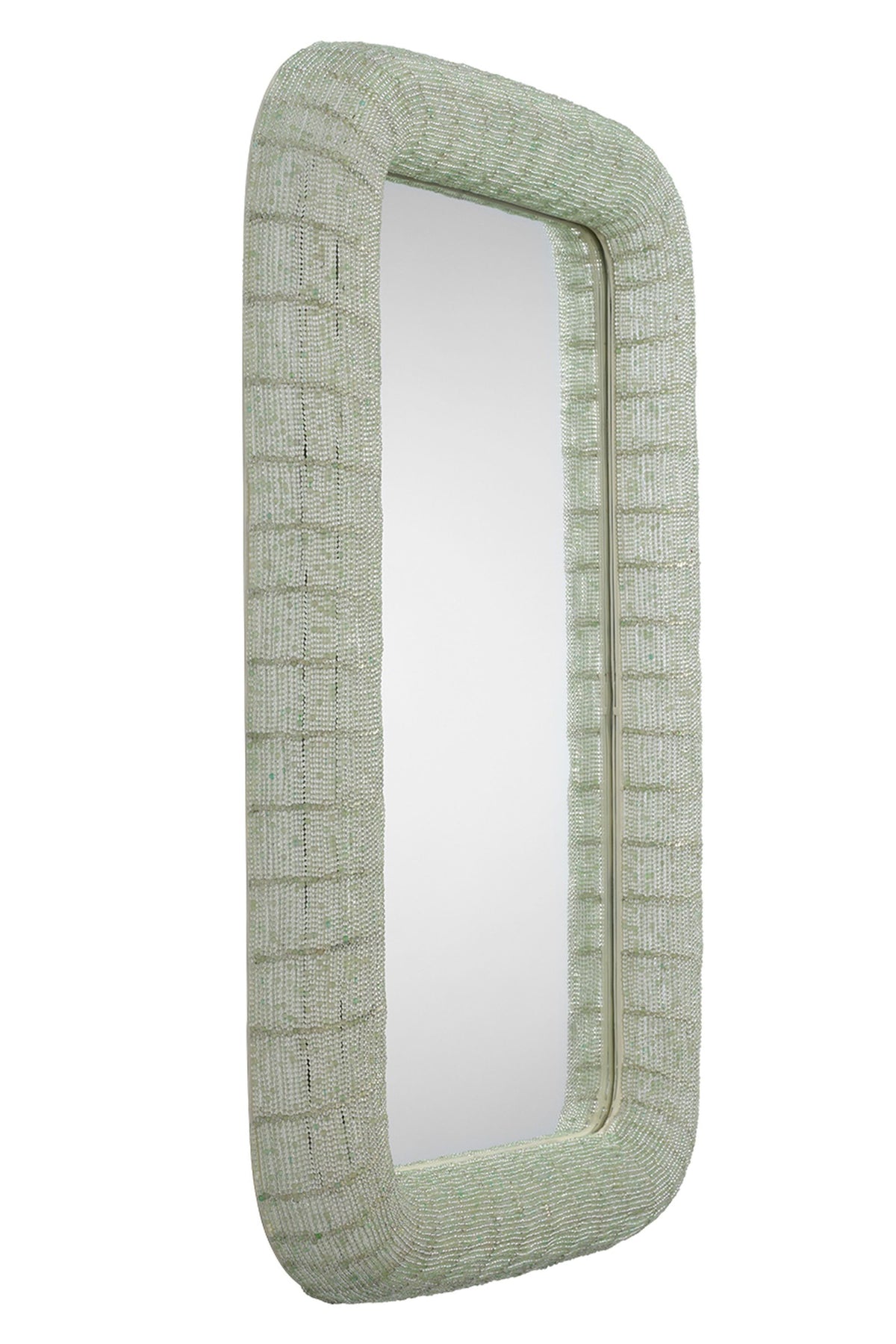 Freyja Hand-Strung Glass Bead Wall Mirror in 030 Green, product view 11