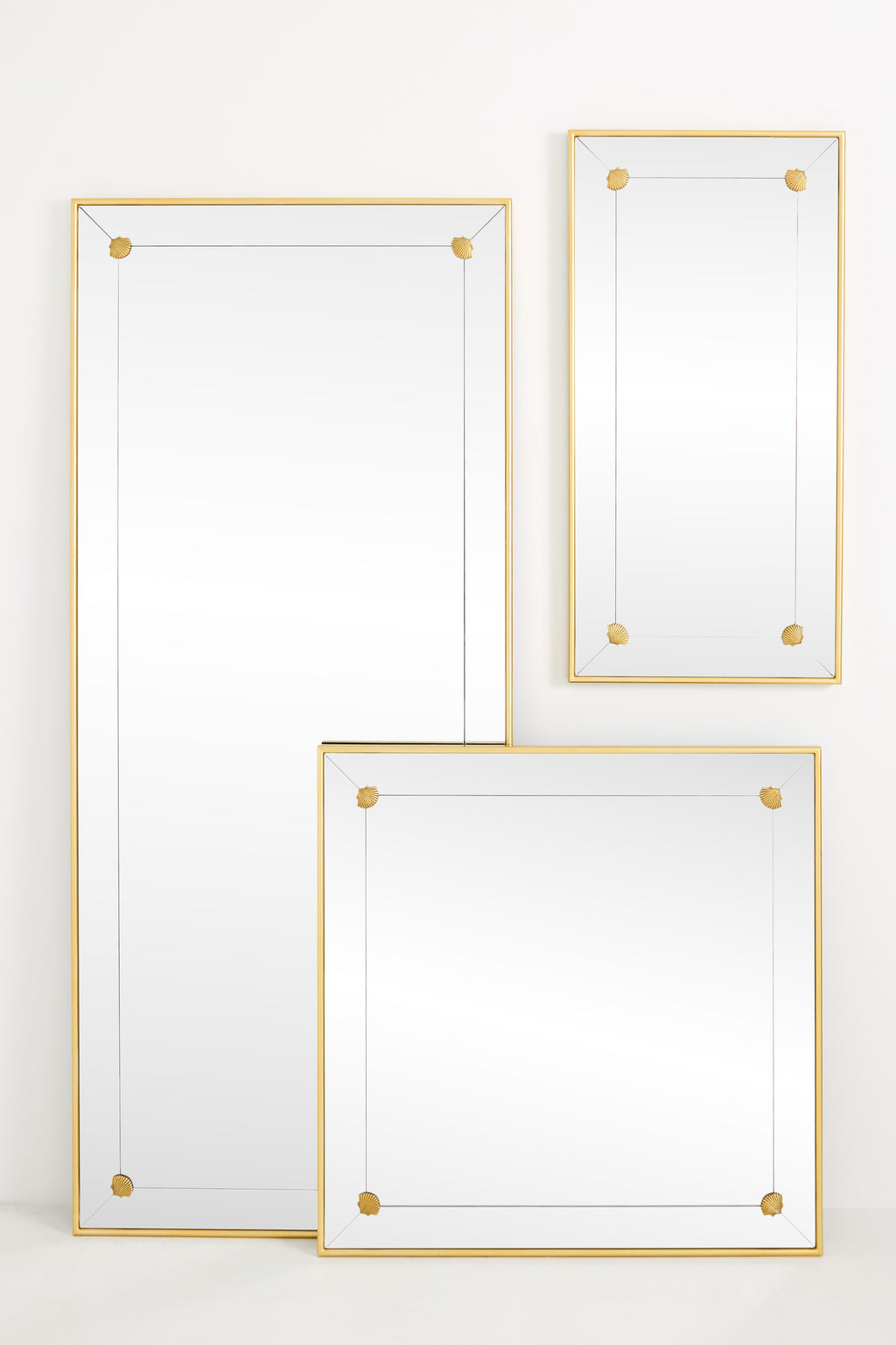 Vik Shell-Corner Rectangular Mirror, Wall or Floor Sizes in Bronze, product view 1
