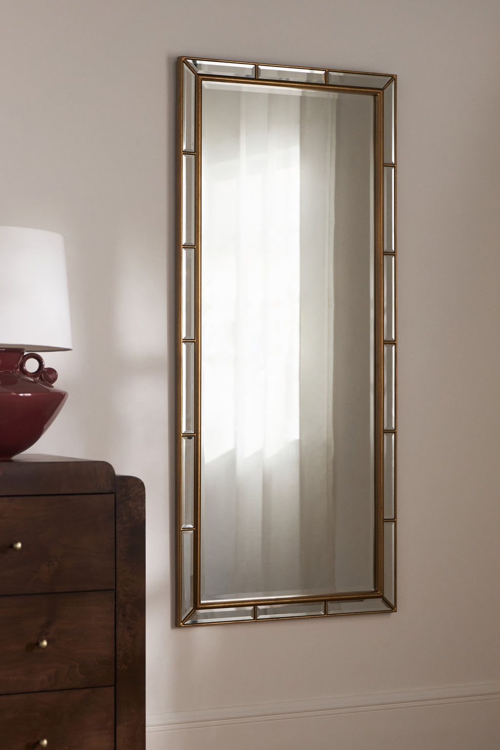 Geisli Beveled Panel Gold Mirror, Wall or Floor Size in 070 Gold, product view 1