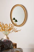 Melur Woven Raffia Oval Wall Mirror, Beveled Glass in 014 Neutral, product view 1