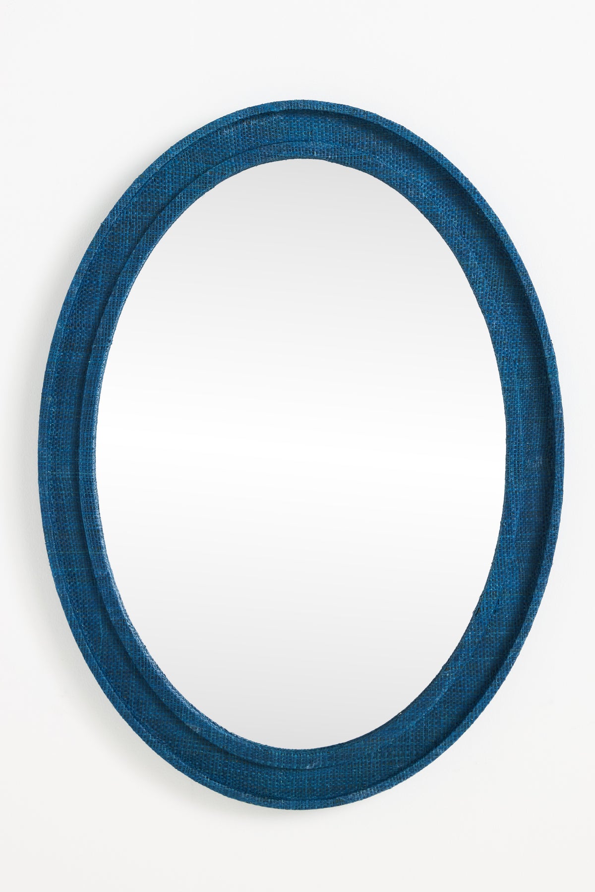 Melur Woven Raffia Oval Wall Mirror, Beveled Glass in 043 Sapphire, product view 4