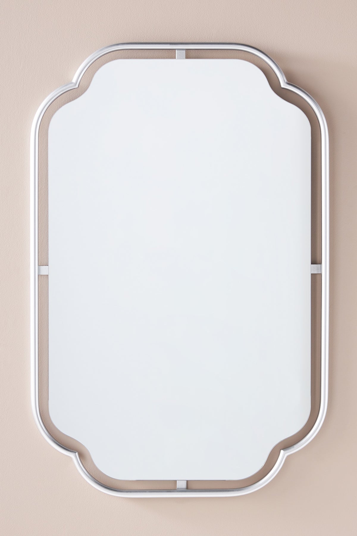 Thora Art Deco Metal Bathroom Wall Mirror in Silver, product view 4
