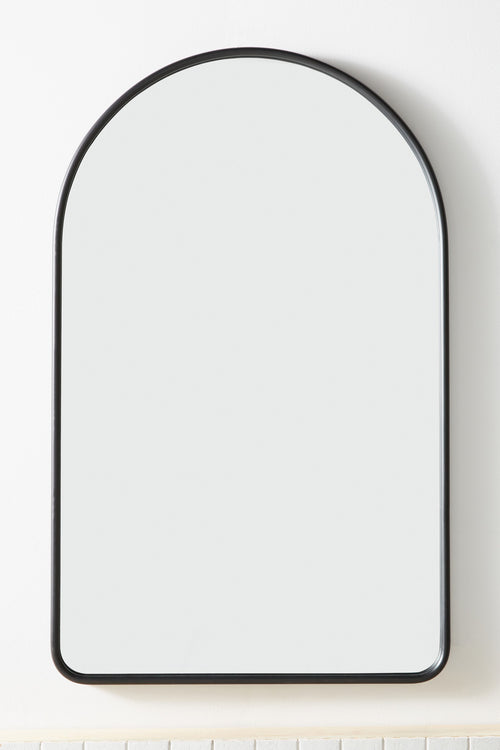 Stilla Thin Metal Arch Wall Mirror, 38 in in 001 Black, product view 2