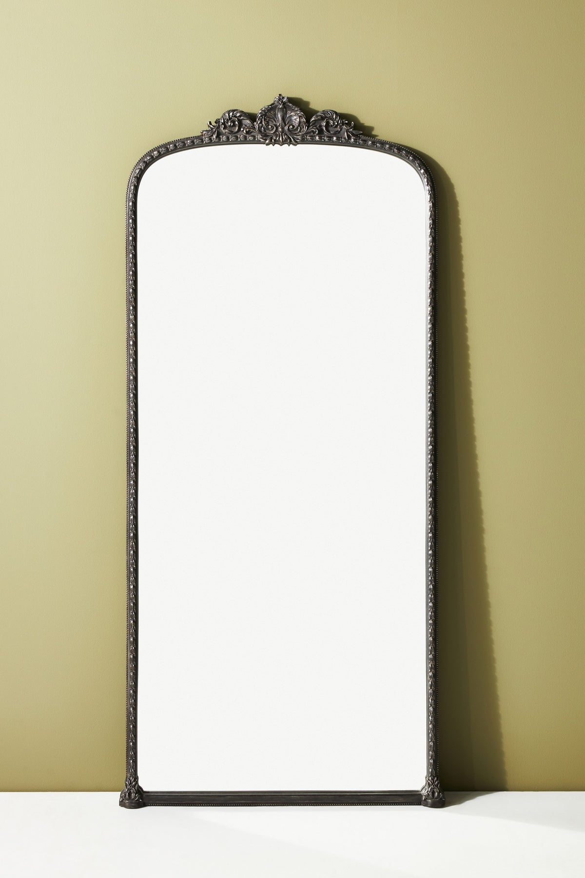 Hekla Baroque Arched Floor Mirror, 6 ft in Antique Black, product view 1