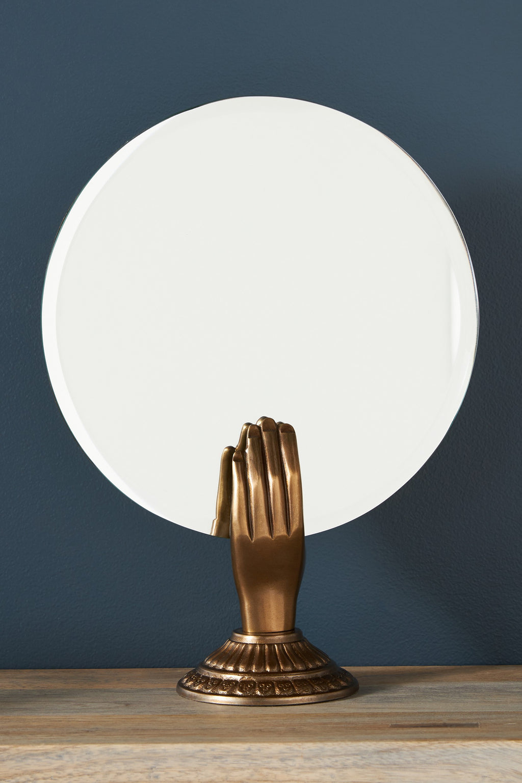 Greip Sculpted Hand Tabletop Vanity Mirror, Bronze Finish in Brass, product view 3