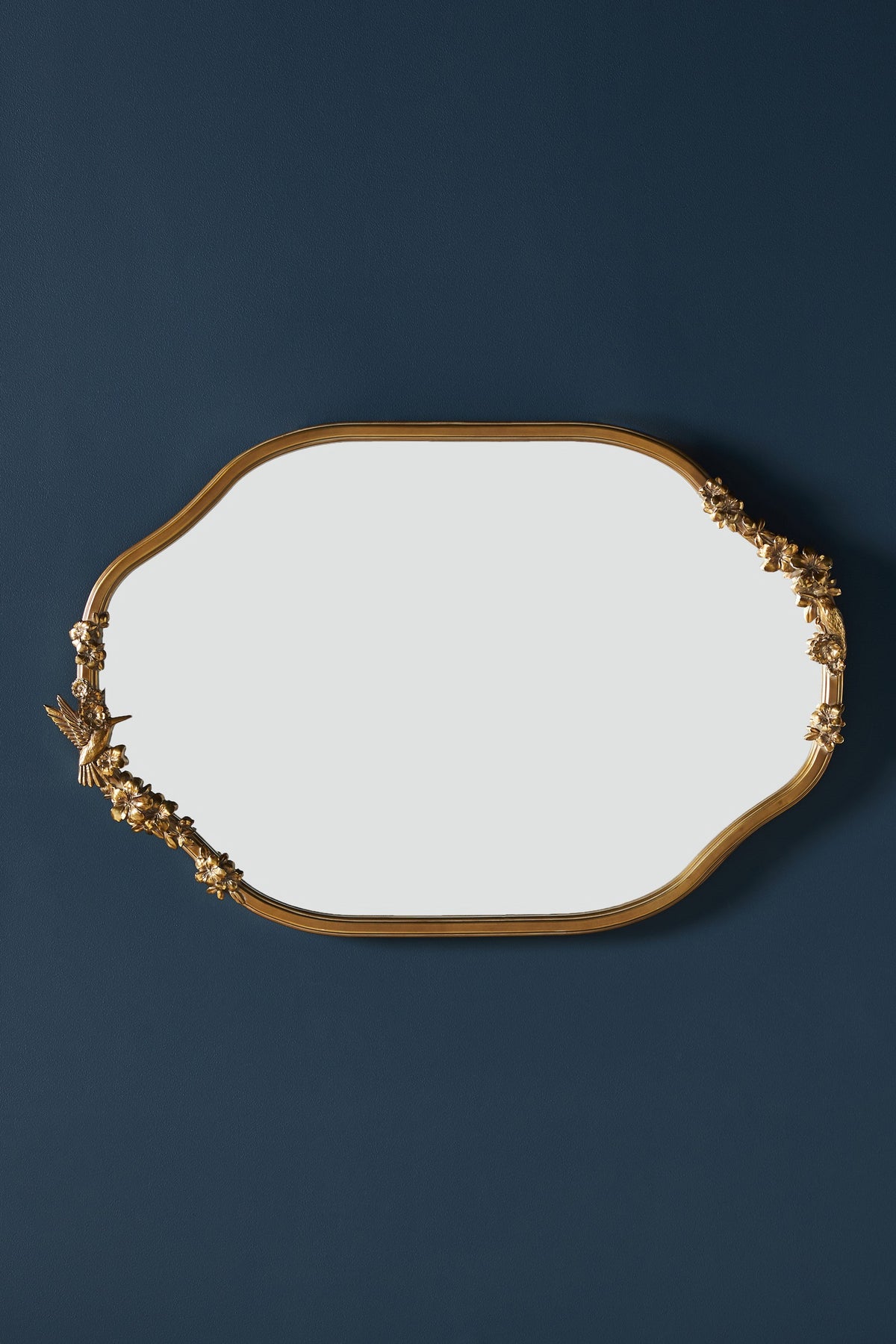 Vala Hummingbird Floral Gold Oval Wall Mirror, product view 5