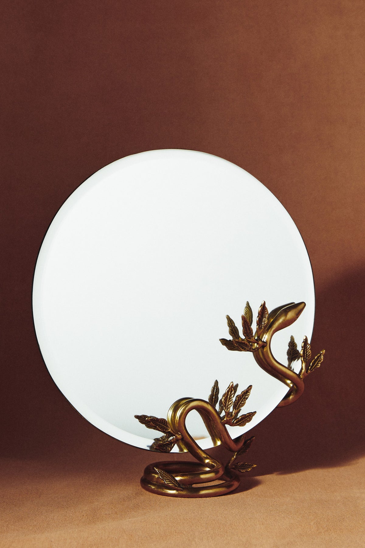 Jormun Brass Snake Tabletop Vanity Mirror, product view 2