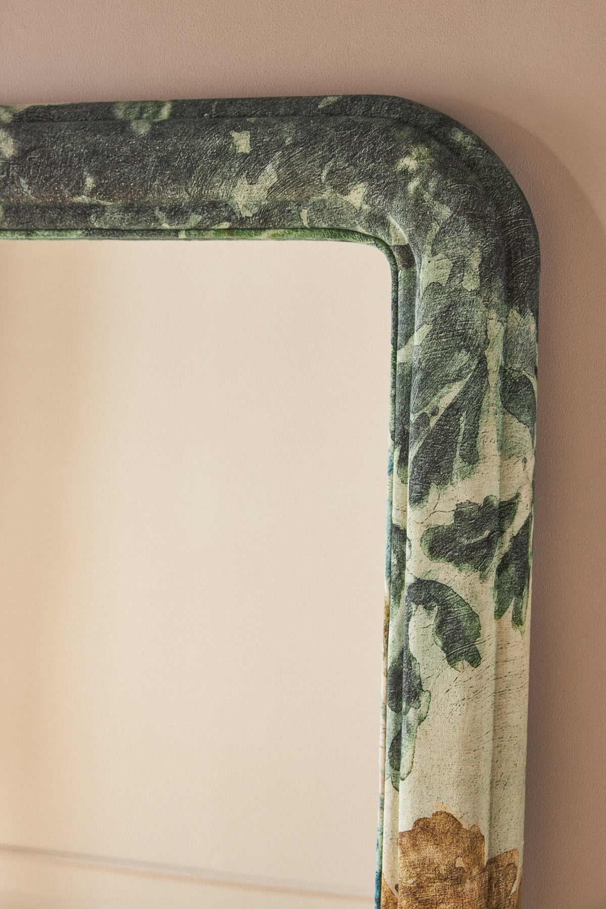 Saga Botanical Tapestry Upholstered Floor Mirror in Judarn, product view 3