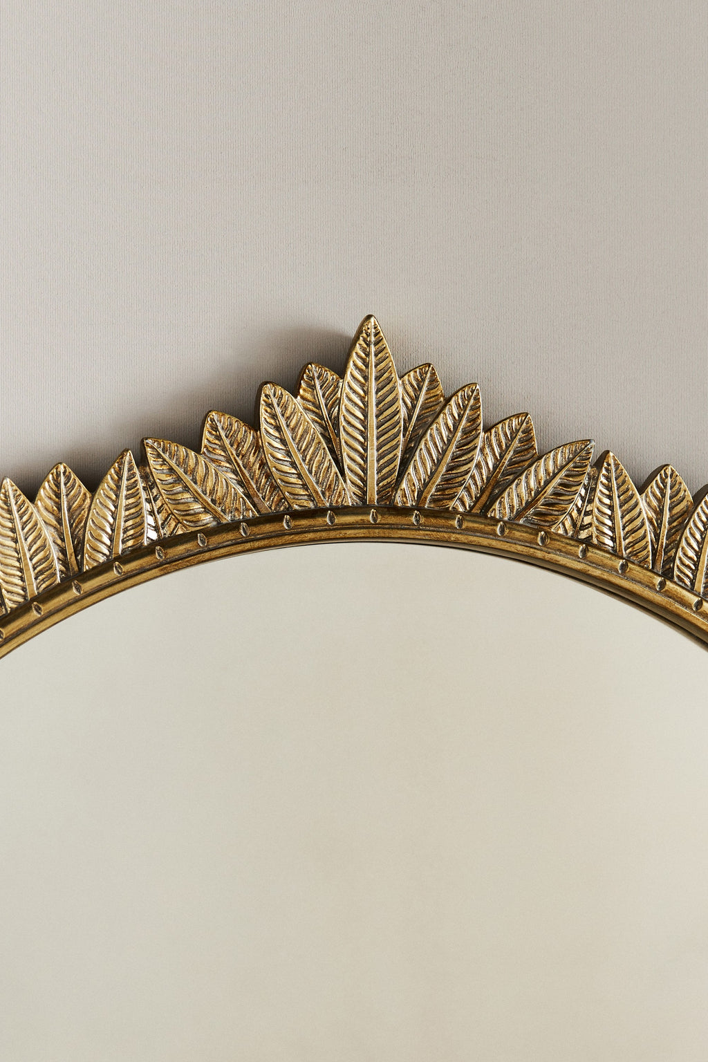 Sigrid Leaf-Trim Arched Floor Mirror, Antique Brass Finish in 027 Brass, product view 3