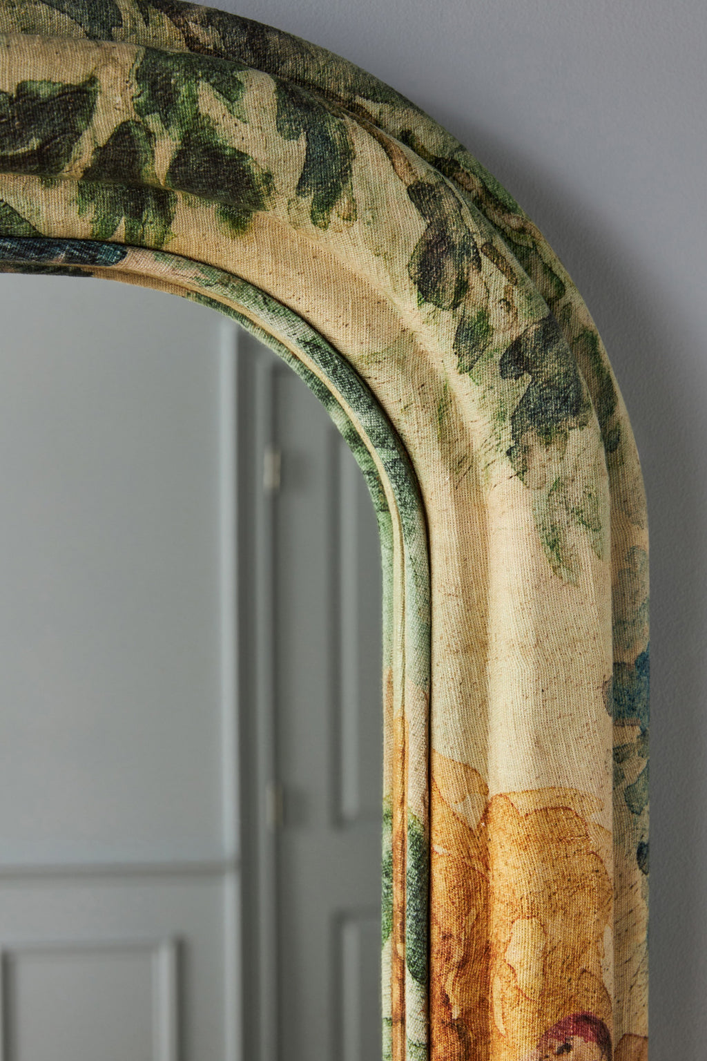 Saga Botanical Tapestry Upholstered Mantel Mirror in 000 Judarn, product view 4