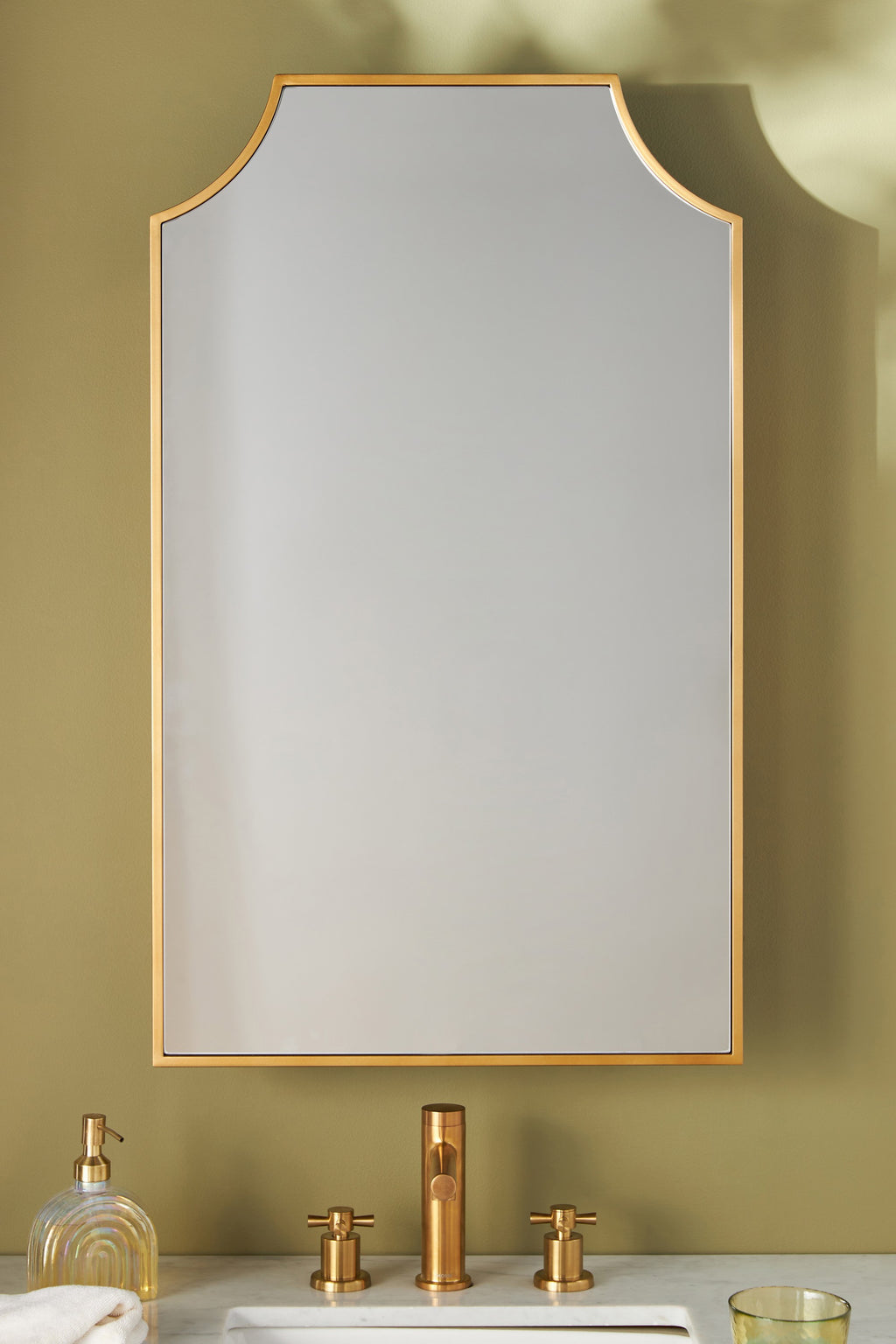Hulda Gold Medicine Cabinet with Notched Top Corners in 070 Gold, product view 1