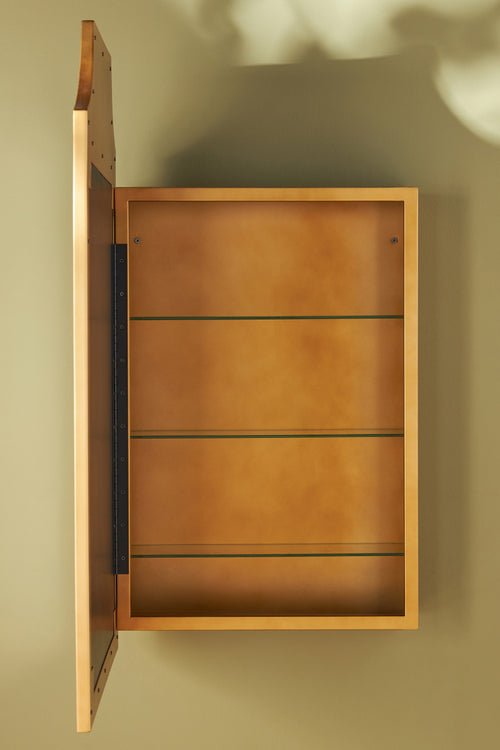 Hulda Gold Medicine Cabinet with Notched Top Corners in 070 Gold, product view 2