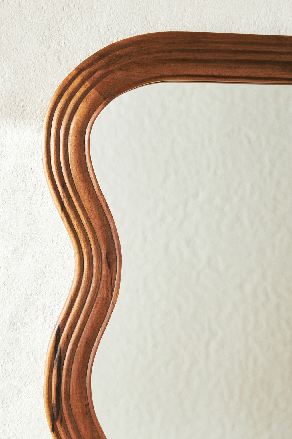 Bylgja Wavy Hardwood Mirror, Wall or Floor Sizes in Brown, product view 6