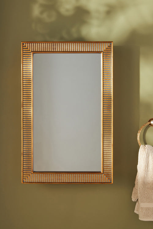 Einar Ribbed Gold Medicine Cabinet with Glass Shelves in 070 Gold, product view 1