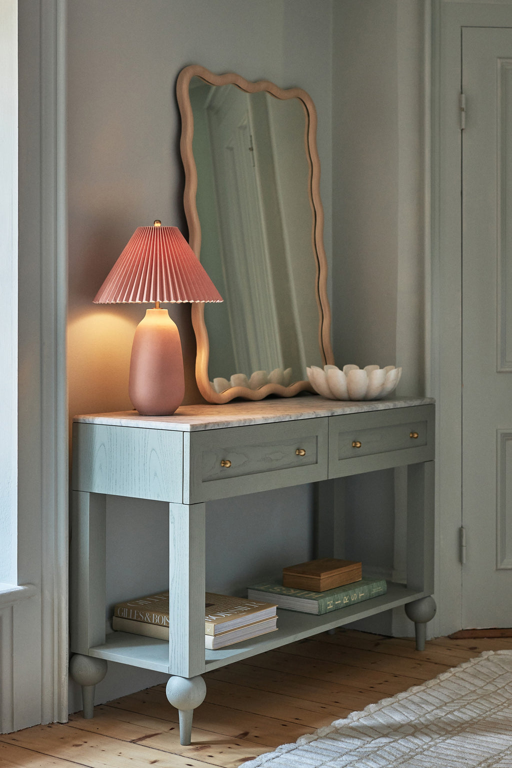 Solveig Squiggle Wood Mirror, Wall or Floor Size in 024 Beige, product view 2
