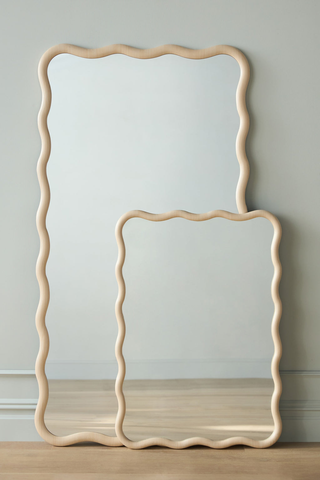 Solveig Squiggle Wood Mirror, Wall or Floor Size in 024 Beige, product view 9