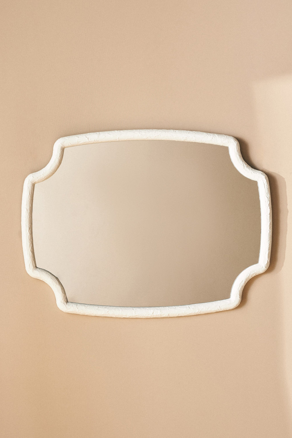 Fonn Textured White Scalloped-Corner Wall Mirror in 010 White, product view 2