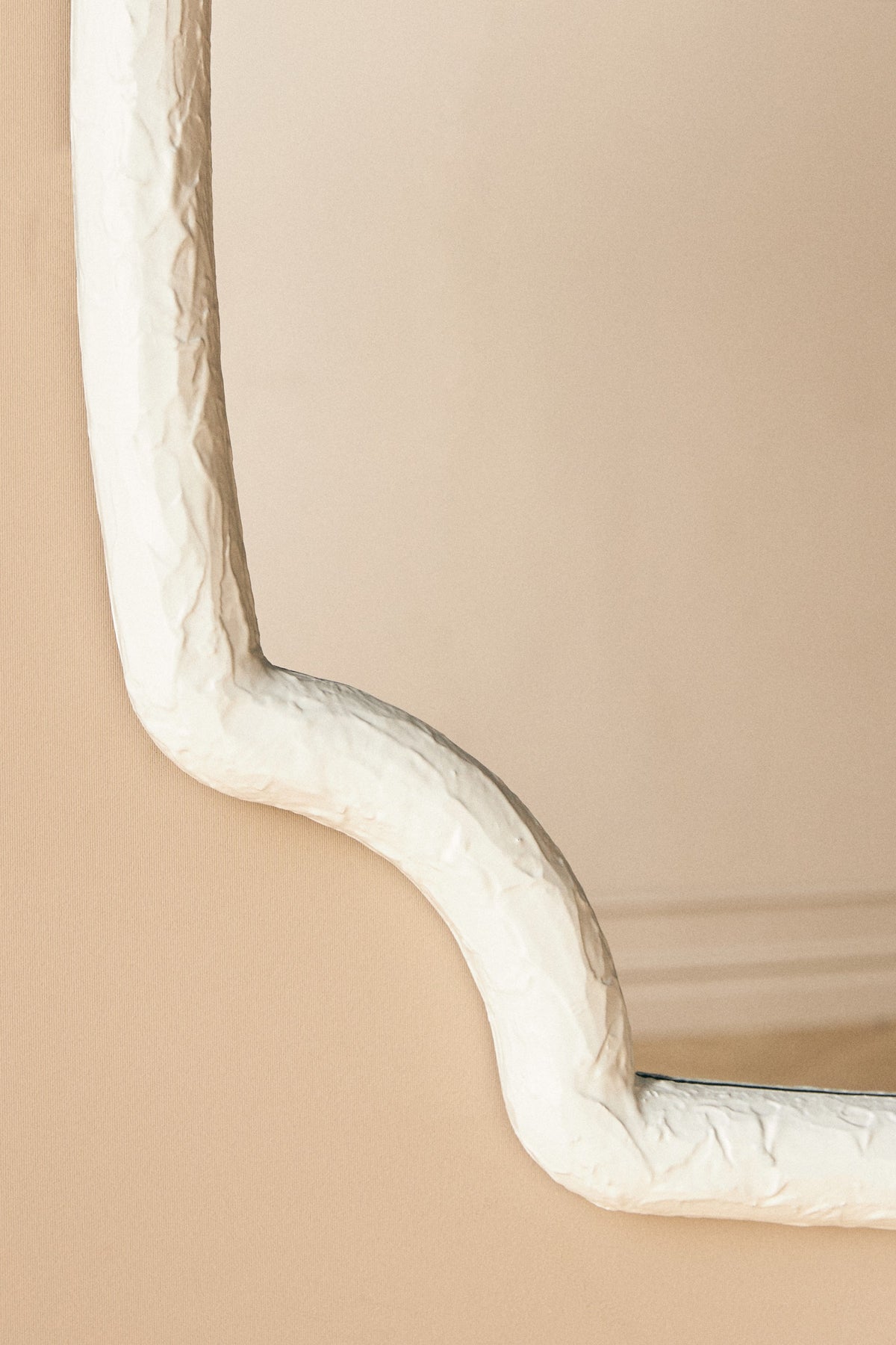 Fonn Textured White Scalloped-Corner Wall Mirror in 010 White, product view 3