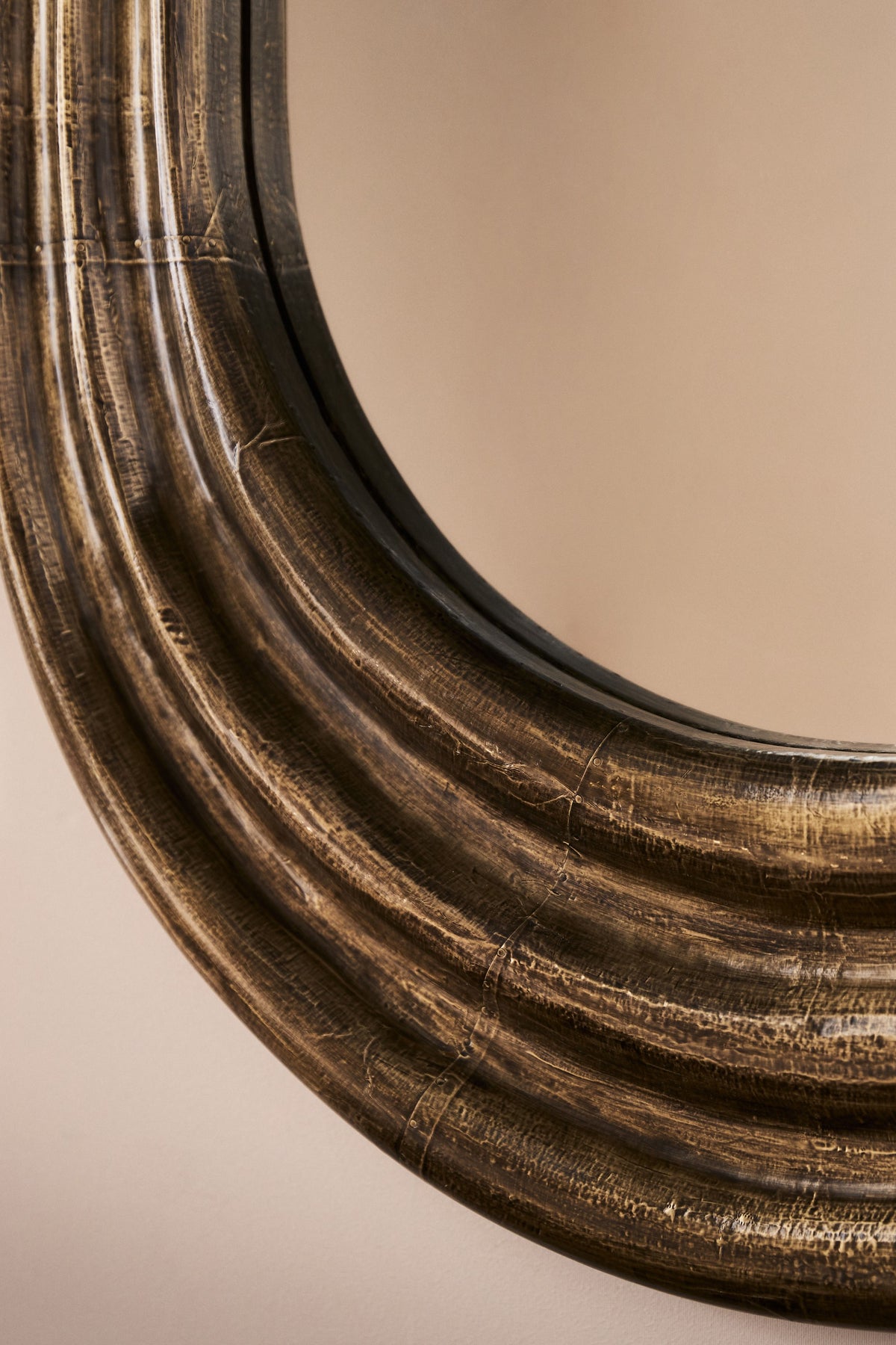 Orri Ribbed Antique Brass Oval Wall Mirror, 48 in in 074 Maize, product view 2