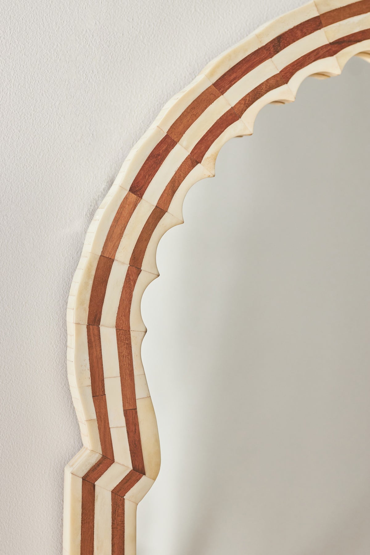 Rakel Bone Inlay Moorish Arch Wall Mirror in 074 Maize, product view 2