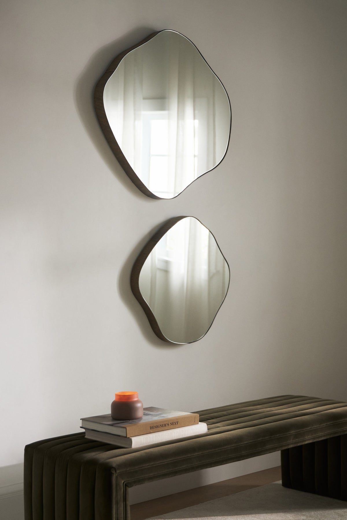Myra Organic Wall Mirror with Ribbed Edge in 070 Gold, product view 1
