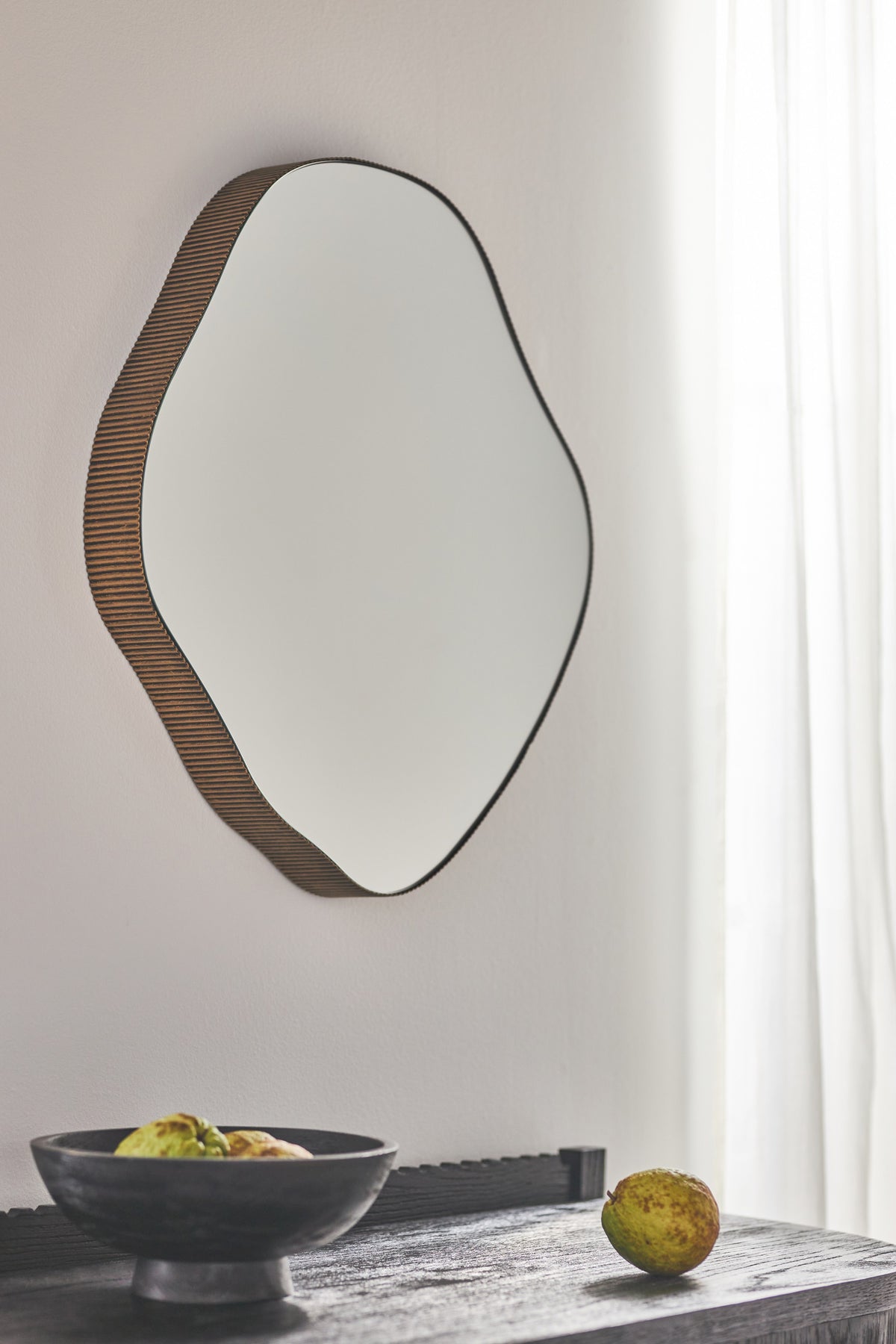 Myra Organic Wall Mirror with Ribbed Edge in 070 Gold, product view 2