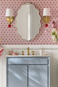 Alda Wavy Scalloped Oval Wall Mirror in Tofu, product view 1